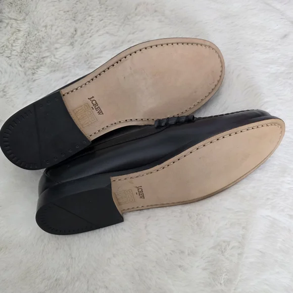 NEW J. Crew Classic Black Leather Penny Slip-On Loafers